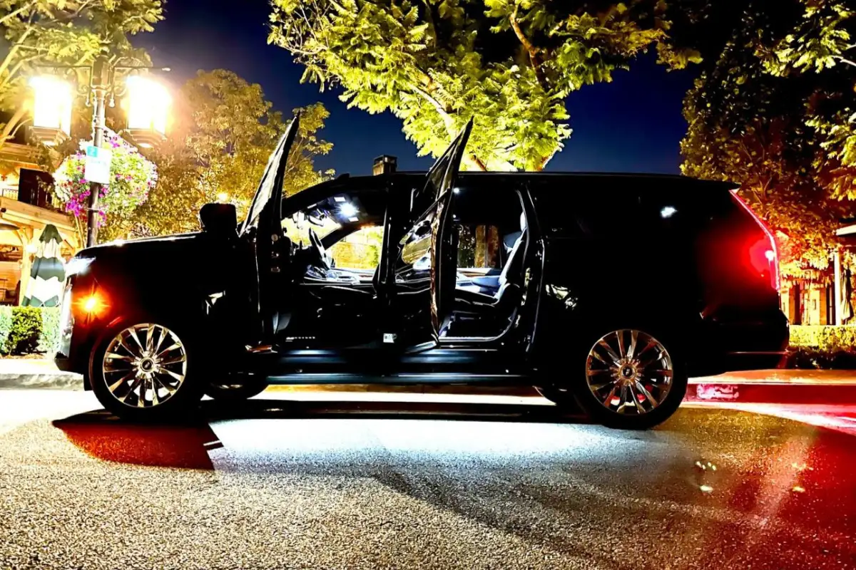 Black car, Cadillac In Night view