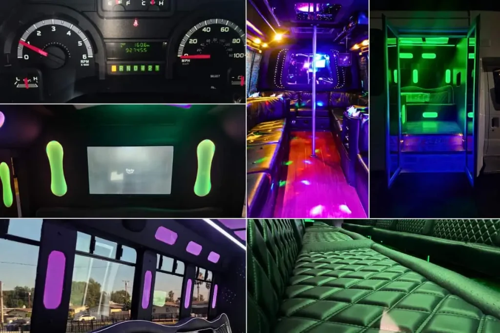 Dance Floor and dance pole, Custom LCD, U-shaped premium leather seats, sound proof glass partition